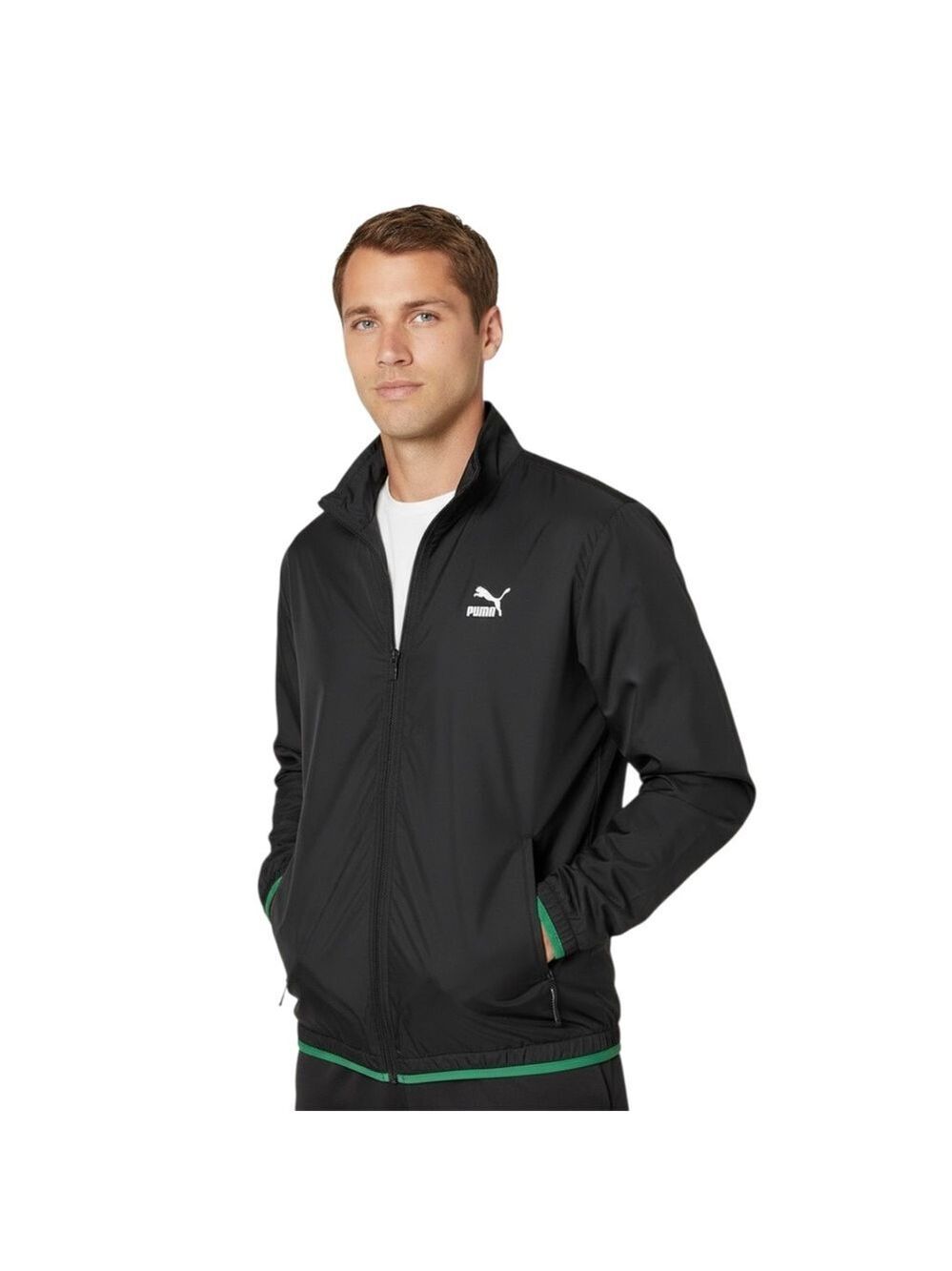 Puma Cell Core Black Green Zip Windbreaker Jacket Men’s Size Large Lightweight